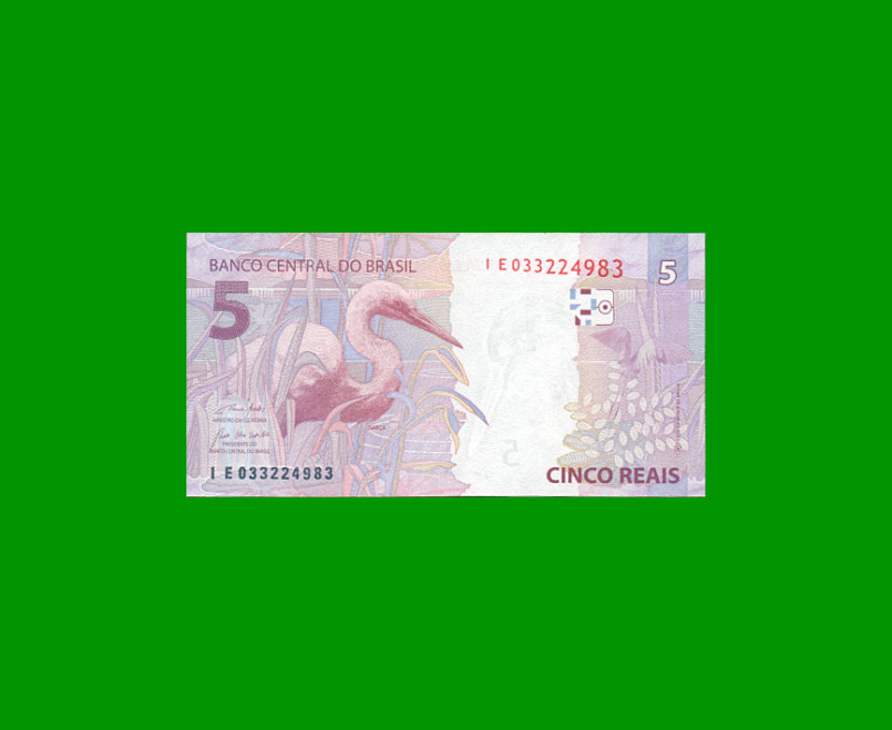 BILLETE DE BRASIL 5 REALES, PICK NEW, N° CAT 345, SERIE IE, AÑO 2021, ESTADO SIN CIRCULAR.- - Imagen 2