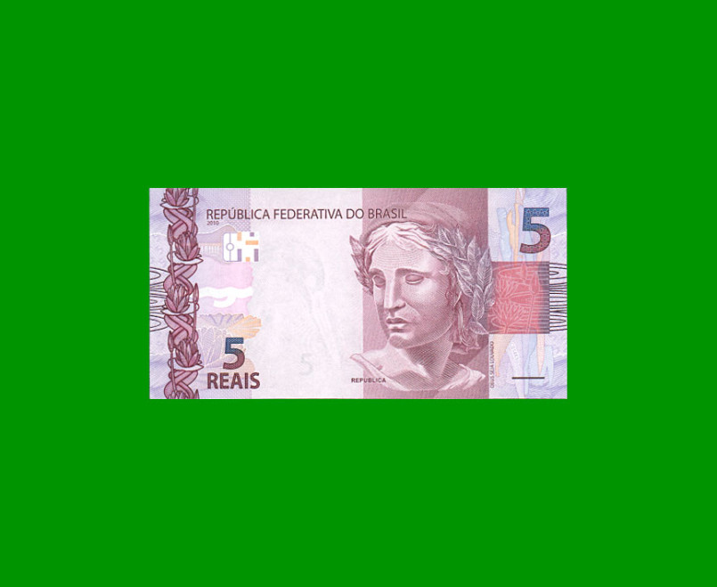 BILLETE DE BRASIL 5 REALES, PICK NEW, N° CAT 345, SERIE IE, AÑO 2021, ESTADO SIN CIRCULAR.-