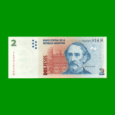 PESOS CONVERTIBLES 2do DISEÑO $2,00, BOT 3228, AÑO 2007, ESTADO SIN CIRCULAR.-