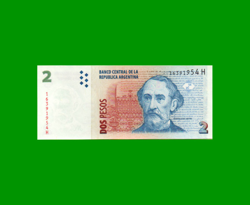 PESOS CONVERTIBLES 2do DISEÑO $2,00, BOT 3228, AÑO 2007, ESTADO SIN CIRCULAR.-