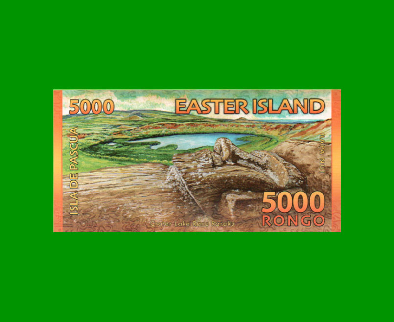 BILLETE DE ISLAS DE PASCUA 5.000 RONGOS, POLYMERO FANTASIA, AÑO 2012, ESTADO SIN CIRCULAR.- - Imagen 2