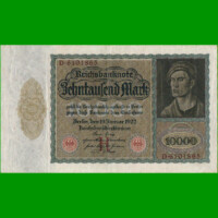 BILLETE DE ALEMANIA 10.000 MARCOS, PICK 70, AÑO 1922, ESTADO MUY BUENO+ .-
