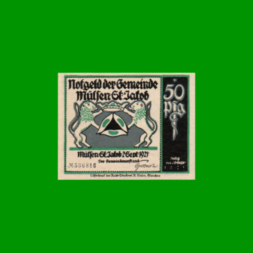 BILLETE DE ALEMANIA NOTGELD MUNICIPIO DE MÜLSEN 50 CENTAVOS, M. M. 906.1, ESTADO EXCELENTE+ .-