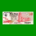 BONO MUNICIPALIDAD DE BELL VILLE $20,00, AÑO 2002/2003, ESTADO EXCELENTE.-