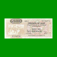 BONO DE JUJUY 10.000 AUSTRALES, EC 024, AÑO 1990, ESTADO EXCELENTE.-
