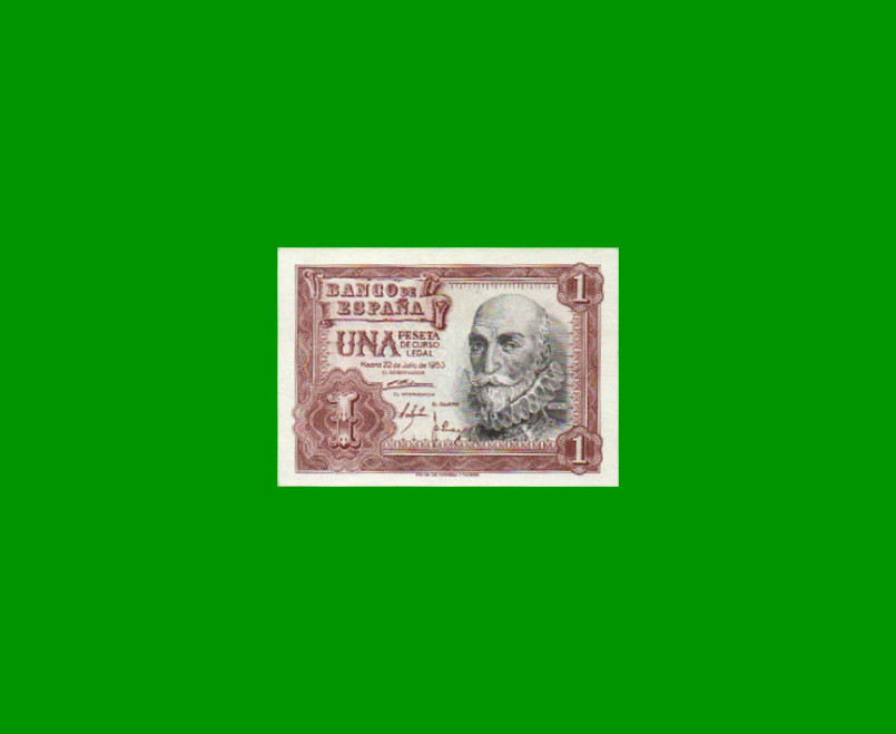 BILLETE DE ESPAÑA 1 PESETA, PICK 144, AÑO 1953, ESTADO SIN CIRCULAR.-