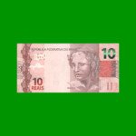 BILLETE DE BRASIL 10 REALES, PICK NEW, N° CAT 350, SERIE JJ, AÑO 2021, ESTADO SIN CIRCULAR.-
