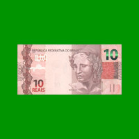 BILLETE DE BRASIL 10 REALES, PICK NEW, N° CAT 350, SERIE JJ, AÑO 2021, ESTADO SIN CIRCULAR.-