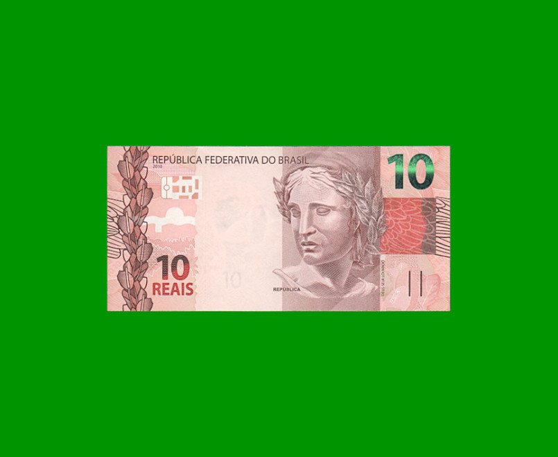 BILLETE DE BRASIL 10 REALES, PICK NEW, N° CAT 350, SERIE KA, AÑO 2022, ESTADO SIN CIRCULAR.-