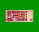 BILLETE DE ZIMBABWE 10 DOLARES, HIBRIDO, PICK W103, ESTADO SIN CIRCULAR.-