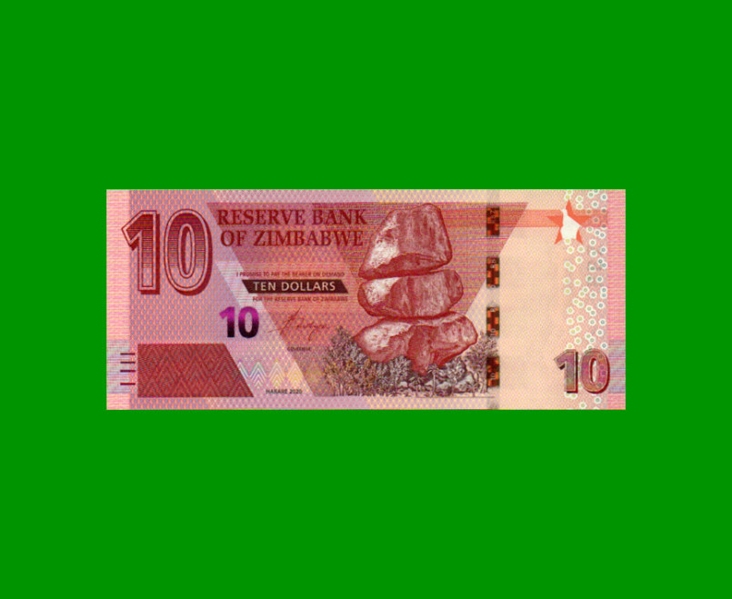 BILLETE DE ZIMBABWE 10 DOLARES, HIBRIDO, PICK W103, ESTADO SIN CIRCULAR.-