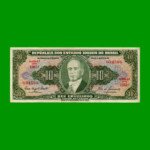 BILLETE DE BRASIL 10 CRUZEIROS, PICK 159f, AÑO 1960, ESTADO MUY BUENO.-