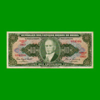 BILLETE DE BRASIL 10 CRUZEIROS, PICK 159f, AÑO 1960, ESTADO MUY BUENO.-