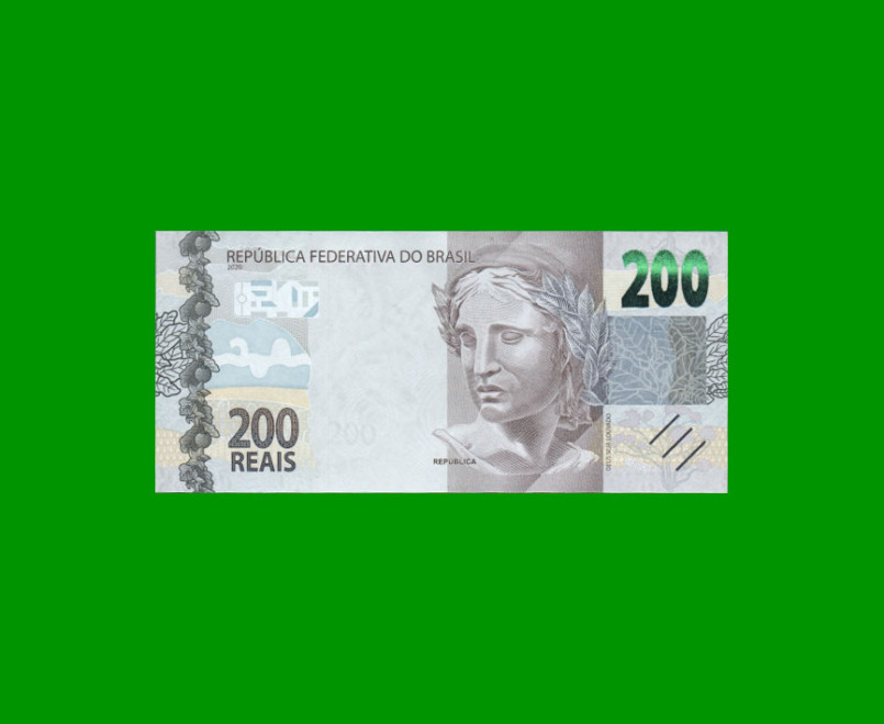 BILLETE DE BRASIL 200 REALES, PICK NEW, N° CAT 370, SERIE AH, AÑO 2020, ESTADO SIN CIRCULAR.-