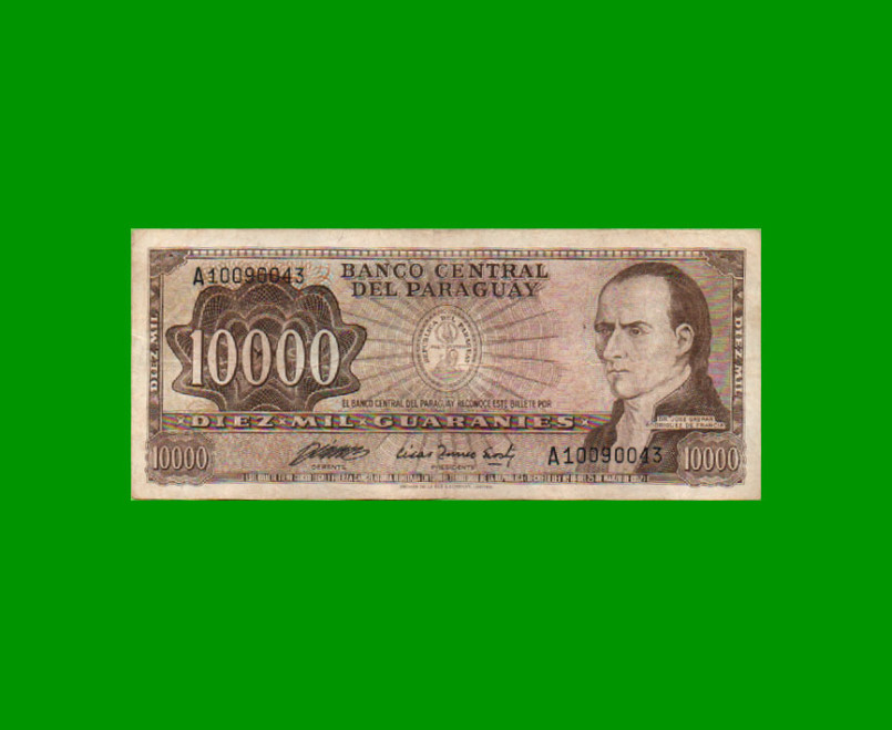 BILLETE DE PARAGUAY 10.000 GUARANIES, PICK 209, ESTADO MUY BUENO- .-