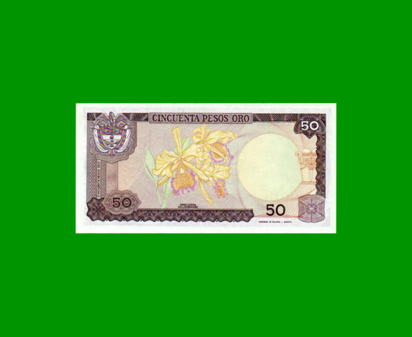 BILLETE DE COLOMBIA $ 50,00, PICK 425a, AÑO 1985, ESTADO SIN CIRCULAR.- - Imagen 2