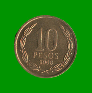 MONEDA DE CHILE 10 PESOS , AÑO 2008 , ESTADO USADA.-