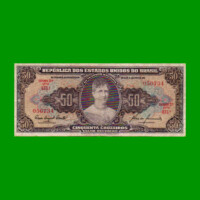 BILLETE DE BRASIL 50 CRUZEIROS, PICK 161c, AÑO 1960, ESTADO BUENO+ .-