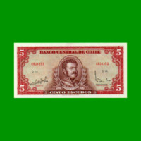 BILLETE DE CHILE 5 ESCUDOS, PICK 138, AÑO 1964, ESTADO SIN CIRCULAR.-