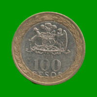 MONEDA DE CHILE 100 PESOS , BIMETALICA ,  AÑO 2008 , ESTADO USADA.-