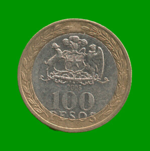 MONEDA DE CHILE 100 PESOS , BIMETALICA ,  AÑO 2008 , ESTADO USADA.-