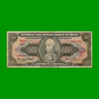 BILLETE DE BRASIL 500 CRUZEIROS, PICK 164d, AÑO 1960, ESTADO BUENO+ .-