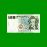 BILLETE DE ITALIA 5.000 LIRAS, PICK 111b, AÑO 1985, ESTADO SIN CIRCULAR.-