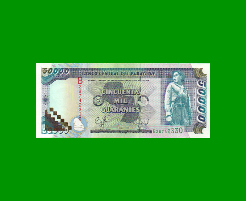 BILLETE DE PARAGUAY 50.000 GUARANIES, PICK 218, AÑO 1998, ESTADO SIN CIRCULAR.-