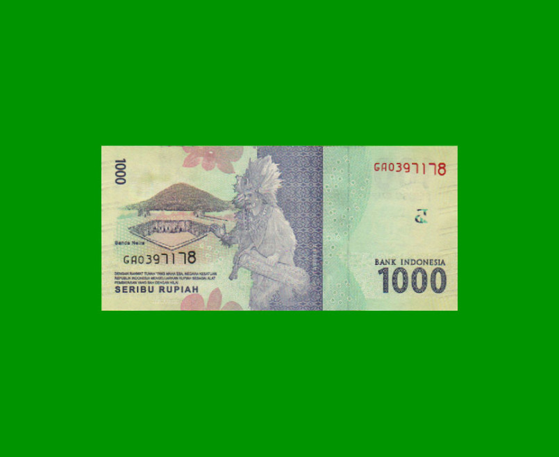 BILLETE DE INDONESIA 1.000 RUPIAS, PICK 154c, AÑO 2018, ESTADO SIN CIRCULAR.- - Imagen 2