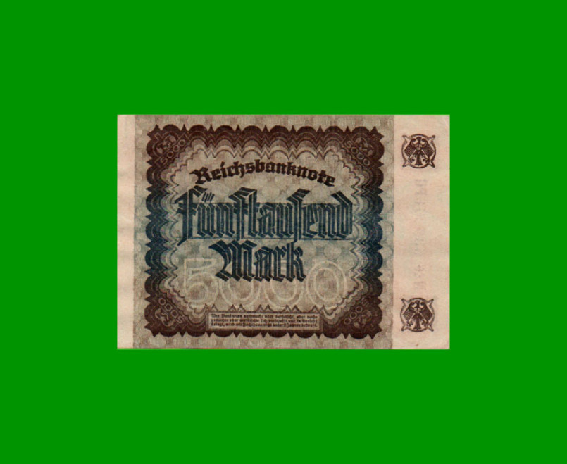 BILLETE DE ALEMANIA 5.000 MARCOS, PICK 81a, AÑO 1922, ESTADO EXCELENTE.- - Imagen 2