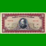 BILLETE DE CHILE 10 ESCUDOS, PICK 139a, AÑO 1964/67, ESTADO EXCELENTE.-