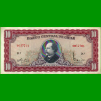 BILLETE DE CHILE 10 ESCUDOS, PICK 139a, AÑO 1964/67, ESTADO EXCELENTE.-