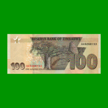 BILLETE DE ZIMBABWE 100 DOLARES, PICK 106, AÑO 2020, ESTADO SIN CIRCULAR.-