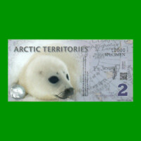 BILLETE DE TERRITORIOS ARTICOS 2 DOLARES POLARES, SPECIMEN, POLYMERO FANTASIA, AÑO 2010, ESTADO SIN CIRCULAR.-