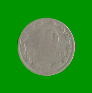 MONEDA DE ARGENTINA, M$N 2DA CIRCULACION, 0,10 CTVOS, AÑO 1927, ESTADO USADA.-