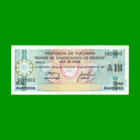 BONO DE TUCUMAN 10,00 AUSTRALES, EC 111, AÑO 1987, ESTADO EXC+ .-