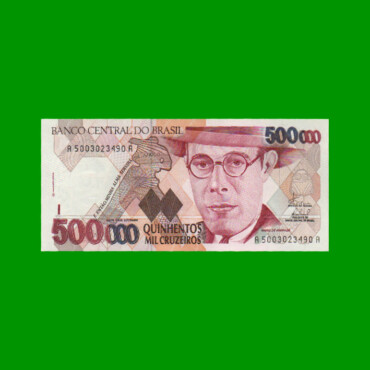 BILLETE DE BRASIL 500.000 CRUZEIROS, PICK 236c, AÑO 1993, ESTADO SIN CIRCULAR.-