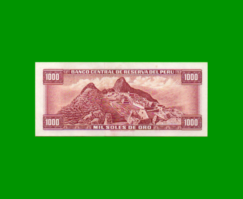 BILLETE DE PERU 1.000 SOLES, PICK 105a, AÑO 1970, ESTADO EXCELENTE.- - Imagen 2