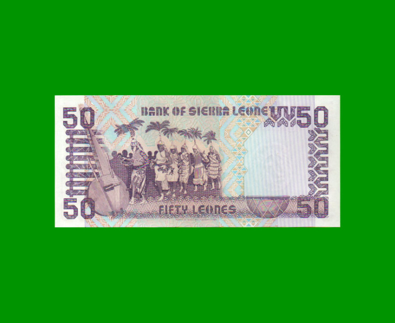 BILLETE DE SIERRA LEONA 50 LEONES, PICK 17b, AÑO 1989, ESTADO SIN CIRCULAR.- - Imagen 2