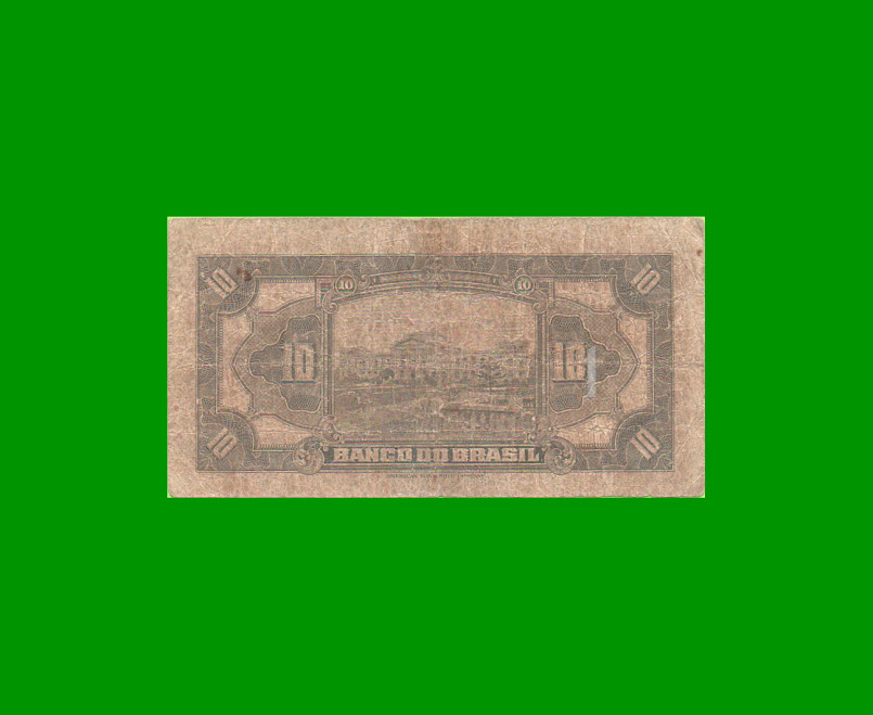 BILLETE DE BRASIL 10 MIL RIES, PICK 115, AÑO 1923, ESTADO BUENO.- - Imagen 2