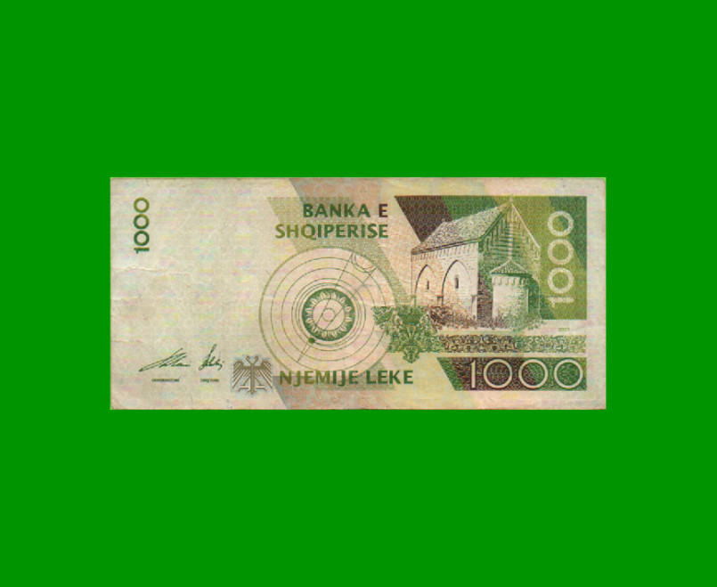 BILLETE DE ALBANIA 1.000 LEKE, PICK 69, AÑO 2001, ESTADO BUENO+ .- - Imagen 2