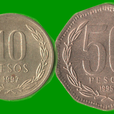 CHILE SET DE CINCO MONEDAS 1, 5, 10, 50 Y 100 PESOS, AÑO 1995/ 1998, ESTADO NUEVAS.-