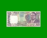 BILLETE DE SIERRA LEONA 50 LEONES, PICK 17b, AÑO 1989, ESTADO SIN CIRCULAR.-