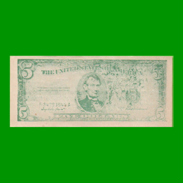 BILLETE DE EEUU 5 DOLARES, "ATENAS S.R.L. ASADOR CRIOLLO", PUBLICITARIO FANTASIA, ESTADO EXCELENTE+ .-