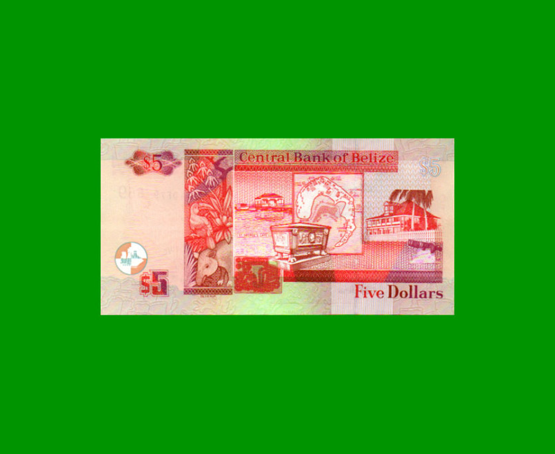 BILLETE DE BELICE 5 DOLARES, PICK 67c, ESTADO SIN CIRCULAR.- - Imagen 2