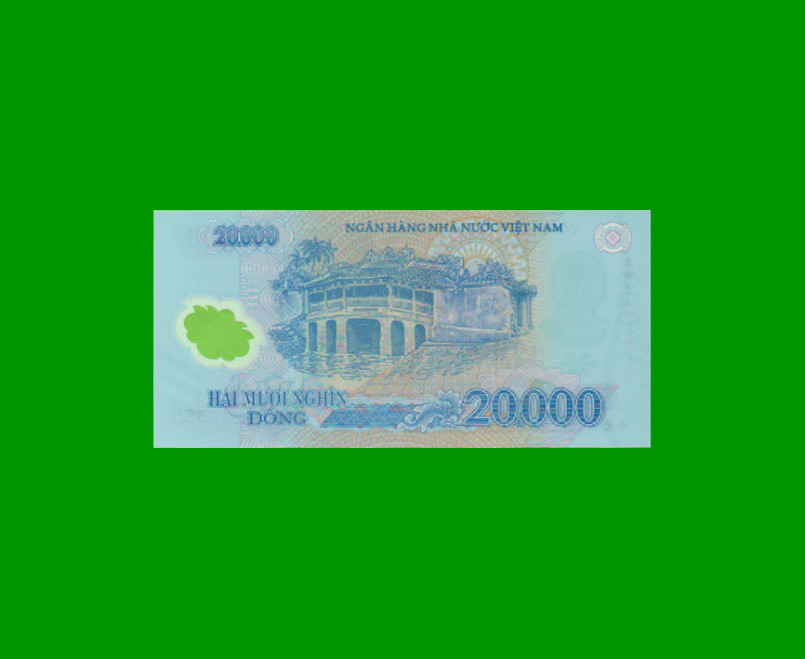 BILLETE DE VIETNAM 20.000 DONG, POLYMERO, PICK 120f, AÑO 2014, ESTADO SIN CIRCULAR.- - Imagen 2