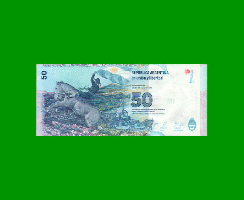 REPOSICION BILLETE CONVERTIBLE TERCER DISEÑO $ 50,00, BOT 4203, ESTADO EXCELENTE+ .- - Imagen 2