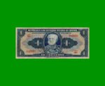 BILLETE DE BRASIL 1 CRUZEIRO, PICK 132, AÑO 1944, ESTADO BUENO+ .-