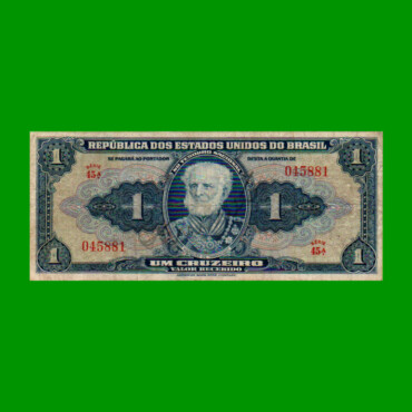 BILLETE DE BRASIL 1 CRUZEIRO, PICK 132, AÑO 1944, ESTADO BUENO+ .-