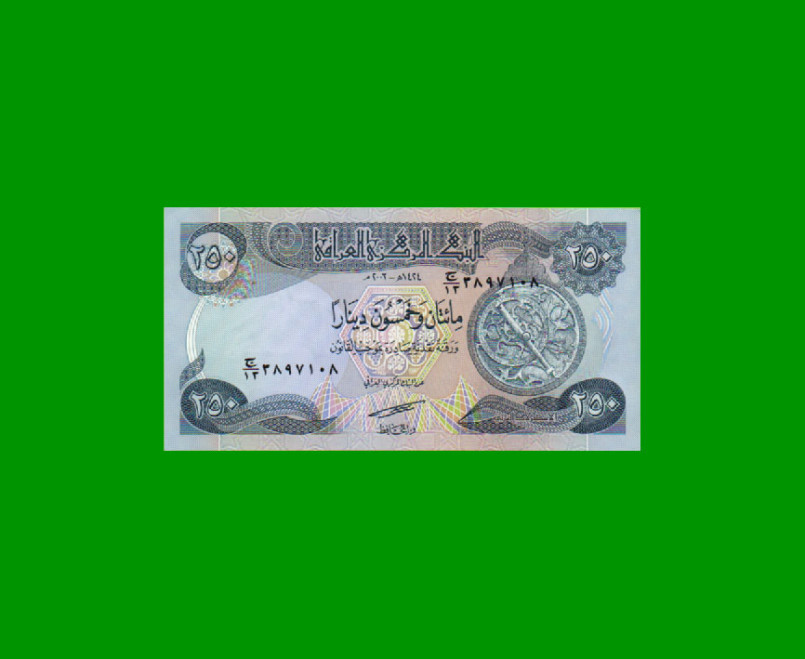 BILLETE DE IRAK 250 DINARES, PICK 91a, AÑO 2003, ESTADO SIN CIRCULAR.-